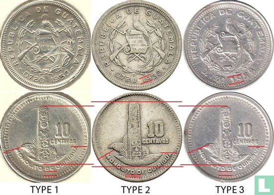 Guatemala 10 centavos 1958 (type 2 - muntslag) - Afbeelding 3