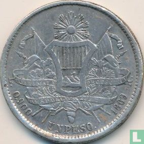 Guatemala 1 peso 1869 (type 2 - avec L et 0.900) - Image 1