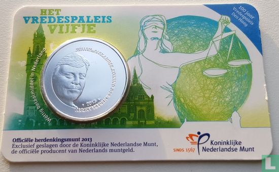 Nederland 5 euro 2013 (coincard - BU - variant) "100 years of the Peace Palace" - Afbeelding 1