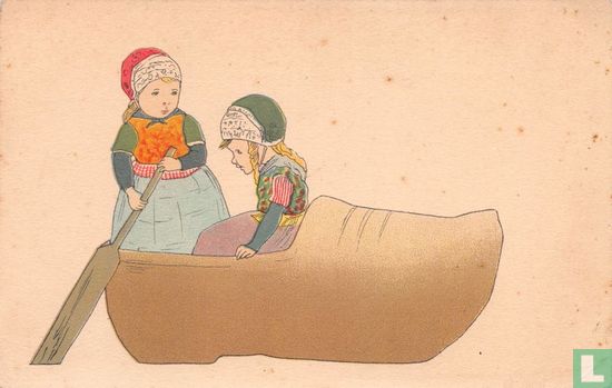Meisjes in klederdracht varen in een klomp - Image 1