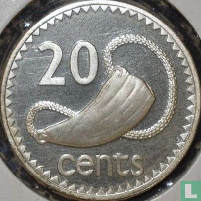 Fiji 20 cents 1976 (PROOF) - Image 2