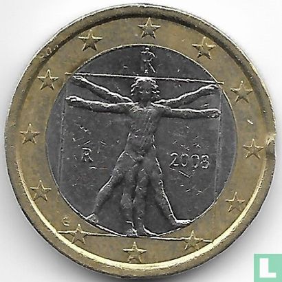 Italy 1 euro 2008 (misstrike) - Image 1