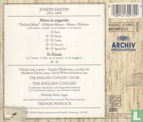 Haydn, Joseph  Missa in Amgustiis - Nelson Mass - Te deum - Afbeelding 2