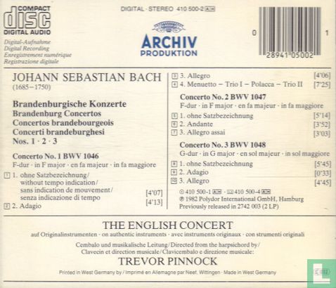 J.S.Bach Brandenburgische Konzerte 1-2-3 - Afbeelding 2