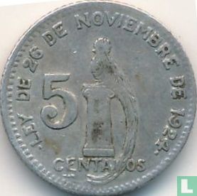 Guatemala 5 Centavo 1925 (Silber) - Bild 2