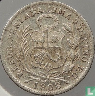 Pérou ½ dinero 1908 - Image 1