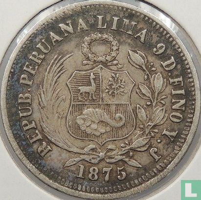 Pérou 1/5 sol 1875 (YJ) - Image 1
