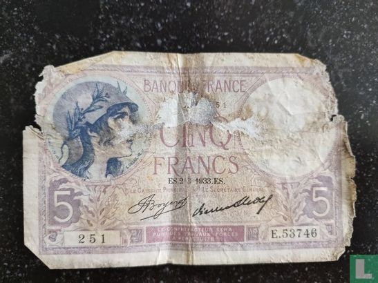 Frankrijk 5 Francs - Afbeelding 2