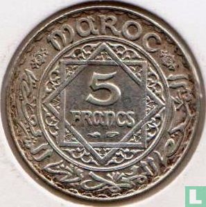 Morocco 5 francs 1934 (AH1352) - Image 2