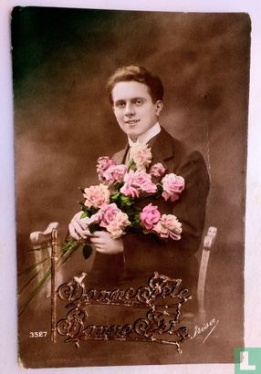 Bonne fête.l'homme au bouquet de roses. - Bild 1
