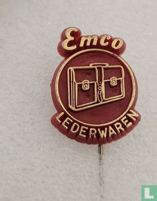 Emco lederwaren [goud op rood] 