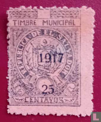 Municipal stamp with overprint