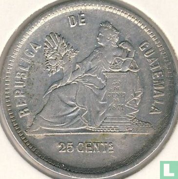 Guatemala 25 centavos 1890 - Image 2