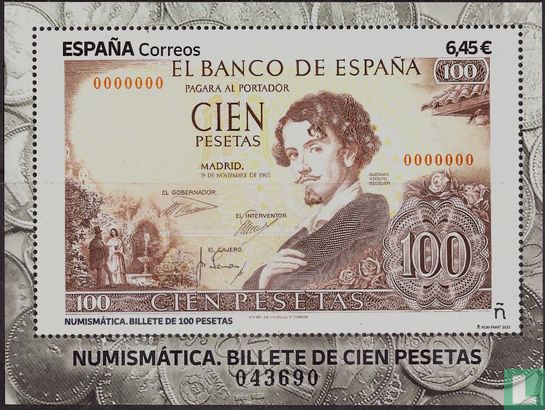 Numismática biljet van 100 pesetas
