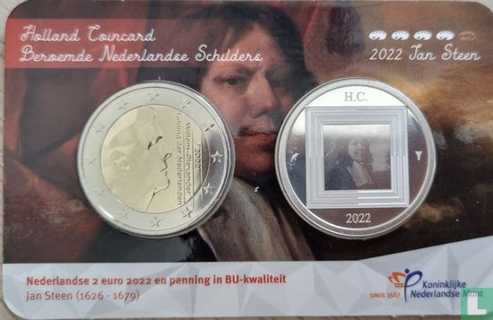 Pays-Bas 2 euro 2022 (coincard - avec médaille en argent) "Jan Steen" - Image 1