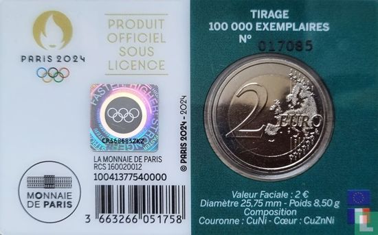 Frankrijk 2 euro 2024 (groene coincard) "Summer Olympics in Paris" - Afbeelding 2