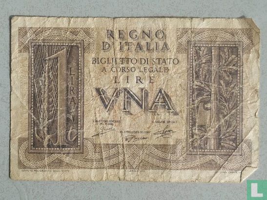 Italy 1 Lira 1939 - Image 1