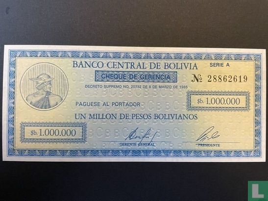 Bolivie 1 000 000 pesos bolivianos 1985 - Image 1