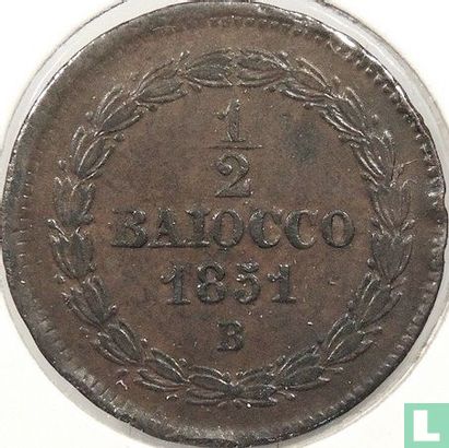 Kerkelijke Staat ½ baiocco 1851 (VI B) - Afbeelding 1