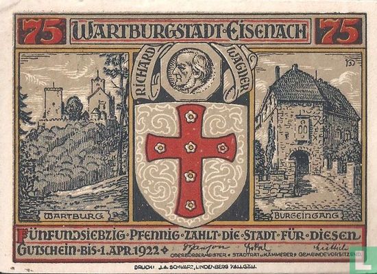 Eisenach, Stadt - 75 Pfennig 1922 - Bild 1