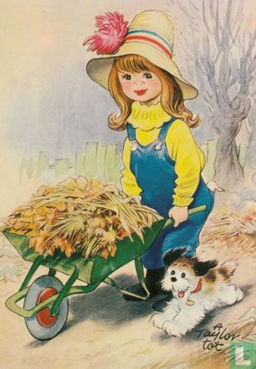 Kinderkaart meisje - kruiwagen - hond