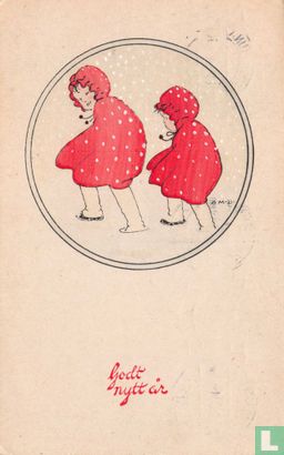 Twee meisjes in rode jassen met capuchon - Bild 1