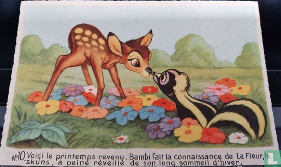 Voice le Printemps revenu Bambi fait la connaissance de la fleur le skuns a petit reveille de son lomg sommeil d'hiver