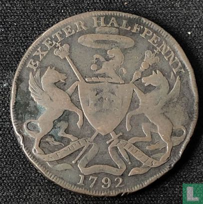 half penny 1792 Exeter - Afbeelding 1