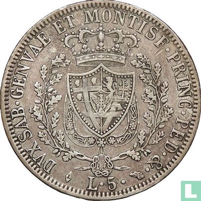Sardinië 5 lire 1828 (L) - Afbeelding 2