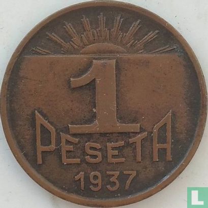 Asturies et Léon 1 peseta 1937 - Image 1