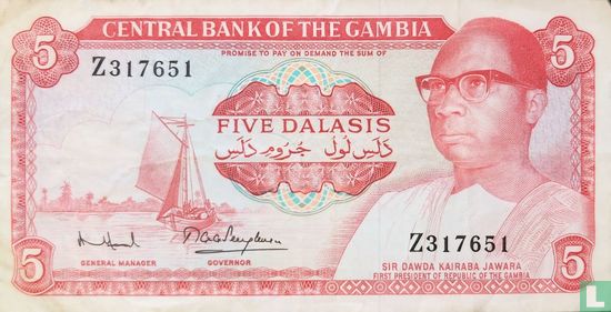 Gambia 5 Dalasi ND (1972-) P5d - Image 1