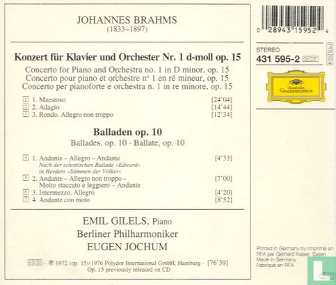 Brahms: Klavierkonzert No. 1, 4 Balladen - Afbeelding 2
