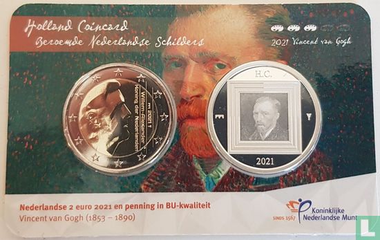 Netherlands 2 euro 2021 (coincard - with silver medal) "Vincent van Gogh" - Image 1