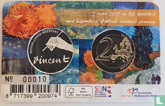 Netherlands 2 euro 2021 (coincard - with silver medal) "Vincent van Gogh" - Image 2