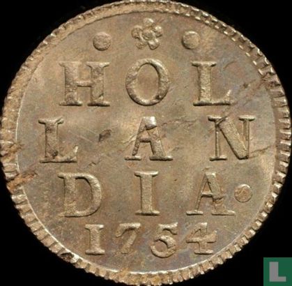 Hollande 1 duit 1754 (argent) - Image 1