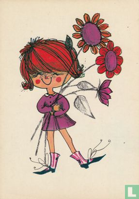 Kinderkaart meisje - bloemen - puntschoenen