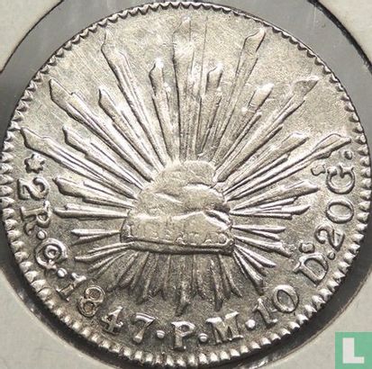 Mexique 2 reales 1847 (Go PM) - Image 1