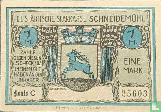 Schneidemühl 1 Mark (blue) - Image 1