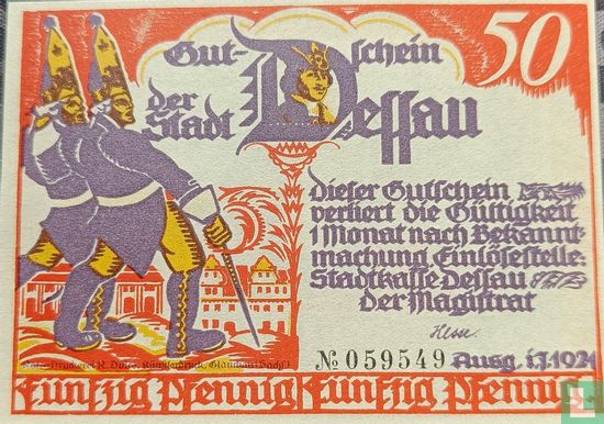 Dessau 50 Pfennig 1921 - Afbeelding 1