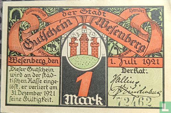 Wesenberg 1 mark 1922 - Image 1