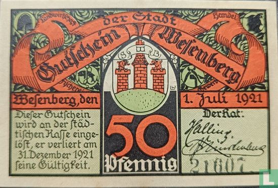 Wesenberg 50 Pfennig 1922 - Image 1