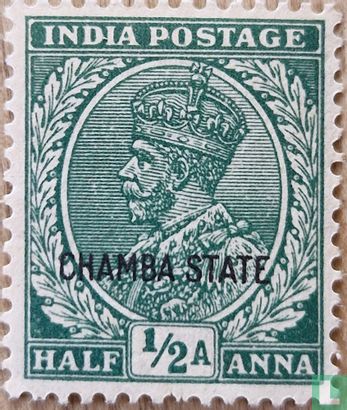 Roi George V, 1865-1936 - Timbres-poste indiens surimprimés « ÉTAT DE CHAMBA »