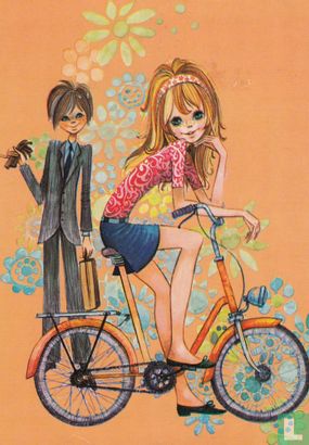 Tienerkaart tieners - bloemen - fiets 