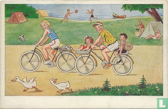 Familie op de fiets (nr 538) - Image 1