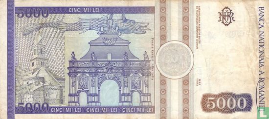 Roumanie 5.000 Lei 1993 - Image 2