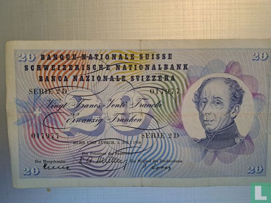Suisse 20 francs 1954 - Image 1