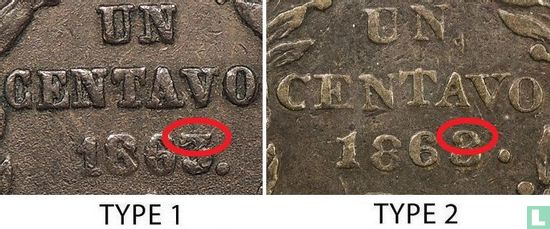 Mexico 1 centavo 1863 (Mo - type 1) - Image 3