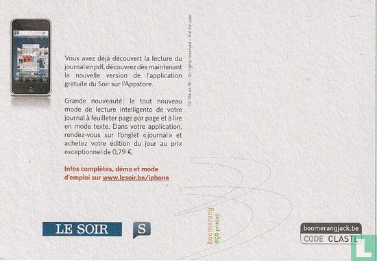 4975 - Le Soir "Nouveau! Feuilletez Le Soir sur votre iPhone" - Afbeelding 2