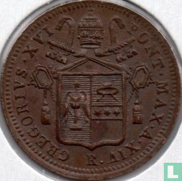 Kerkelijke Staat ½ baiocco 1844 (XIV R) - Afbeelding 2