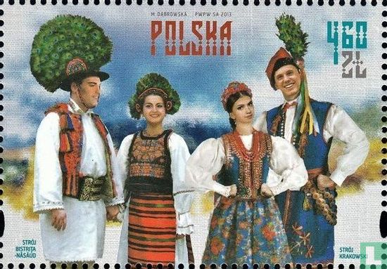 Polish and Romanian folk costumes
